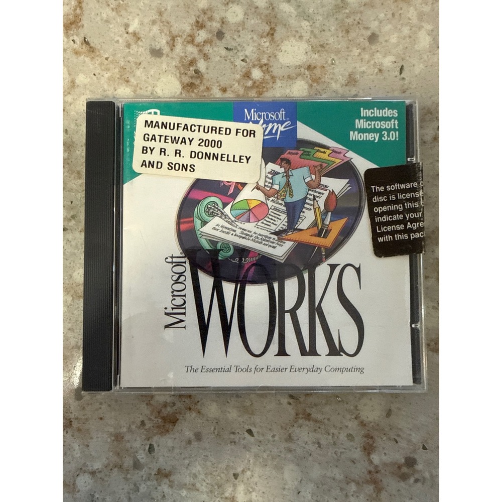 Vintage Microsoft Works 1994 CD-ROM Windows‎ Software Includes Microsoft Money 3